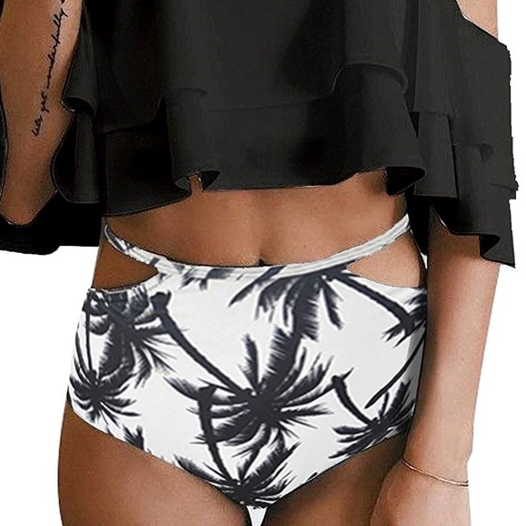 palm tree high waisted bikini